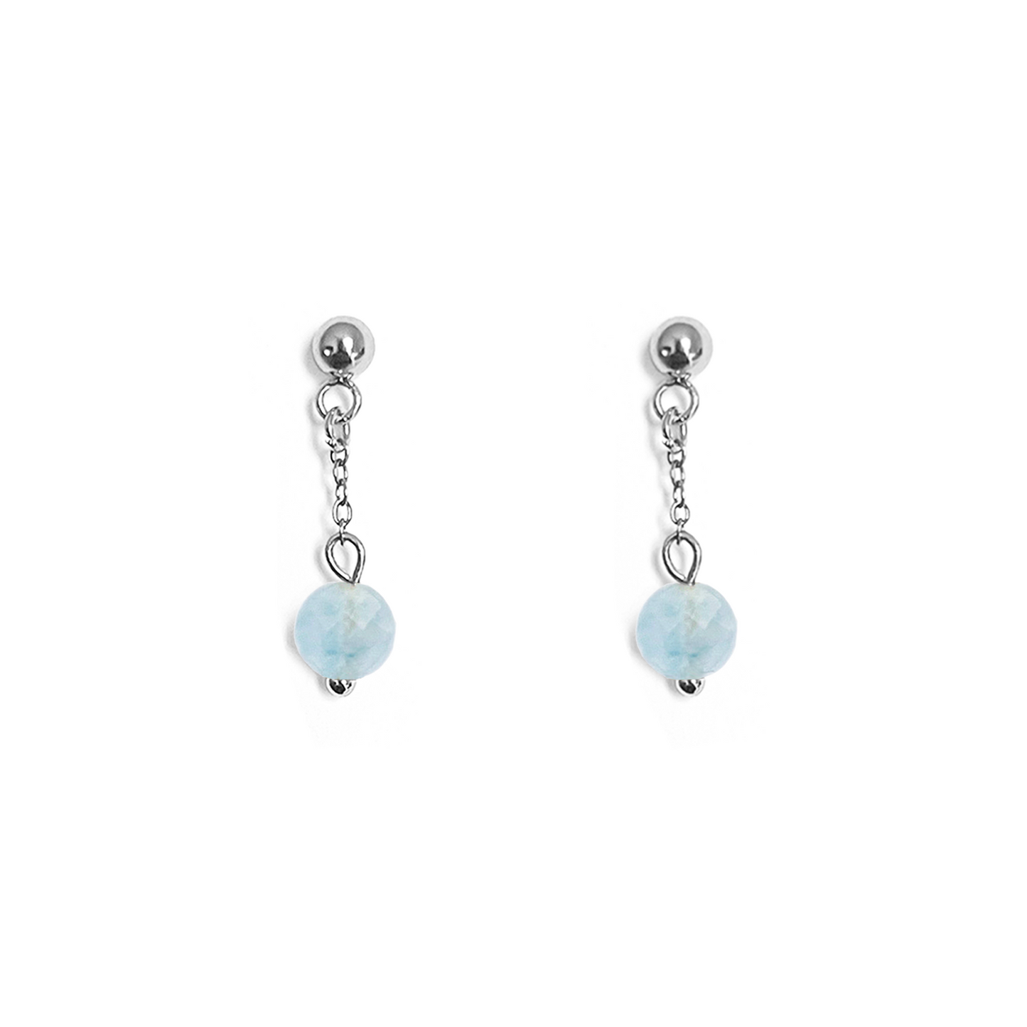 Boucles d'oreilles pendantes Aigue-marine bleue