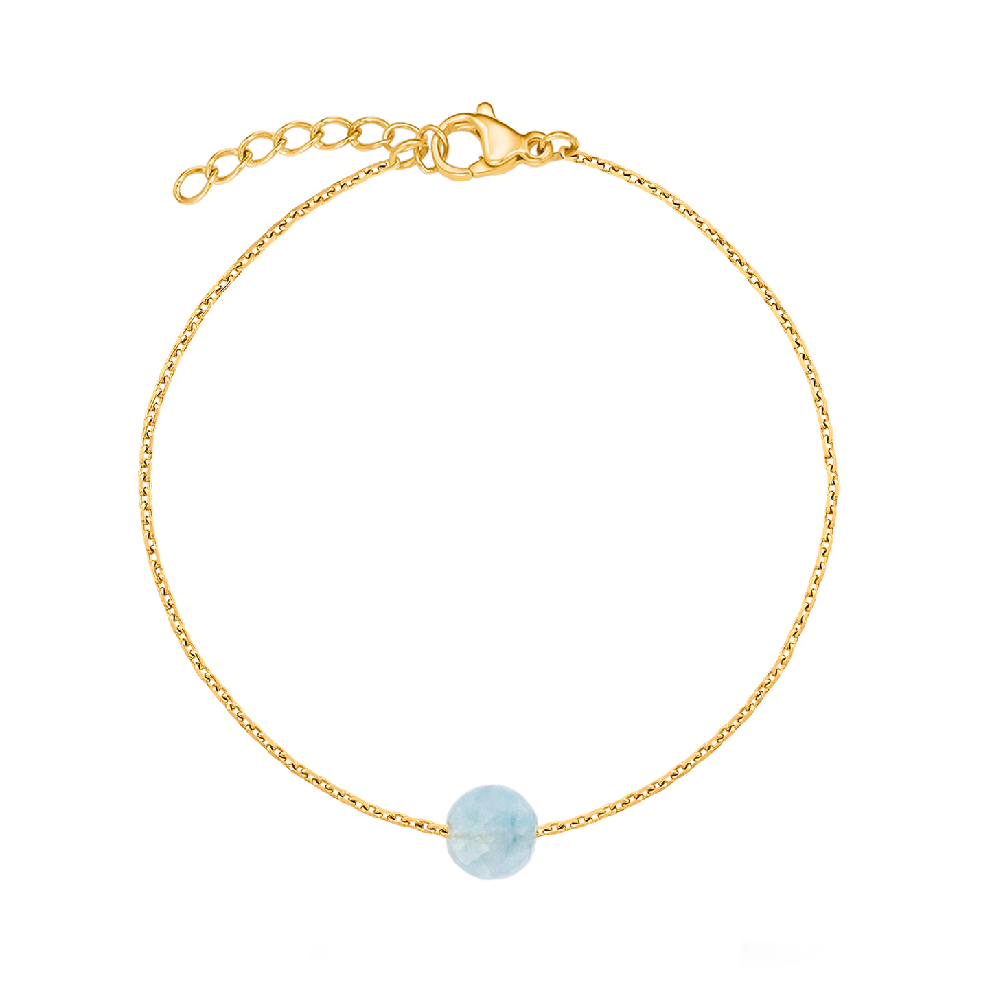 Bracelet aigue-marine pierre naturelle bleue en acier inoxydable or
