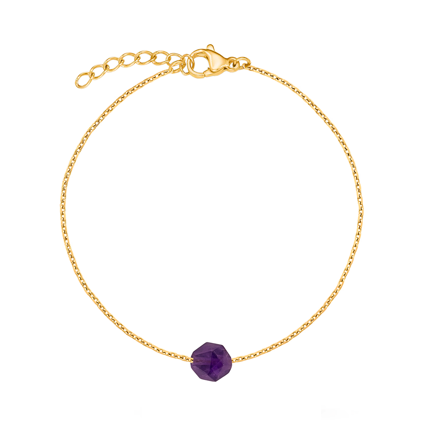 Bracelet améthyste pierre naturelle en acier inoxydable or