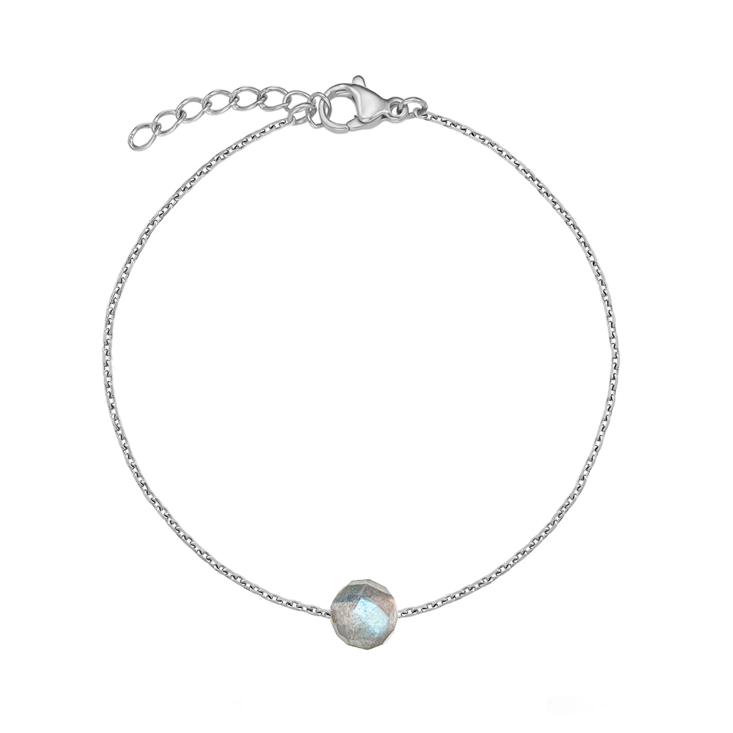 Bracelet labradorite grise en acier inoxydable argent