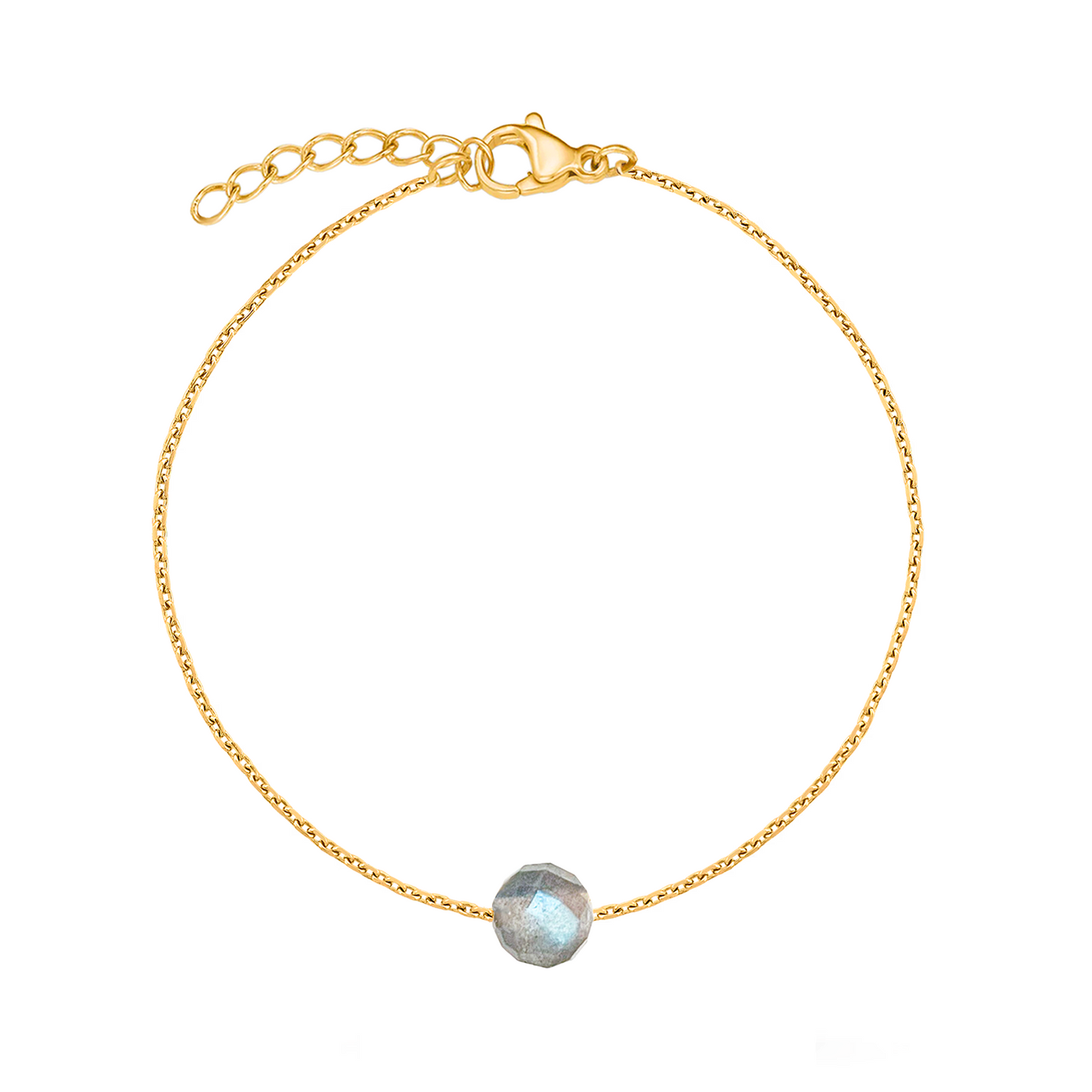 Bracelet labradorite grise en acier inoxydable or