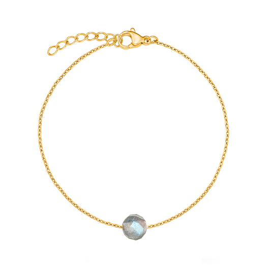 Bracelet labradorite grise en acier inoxydable or