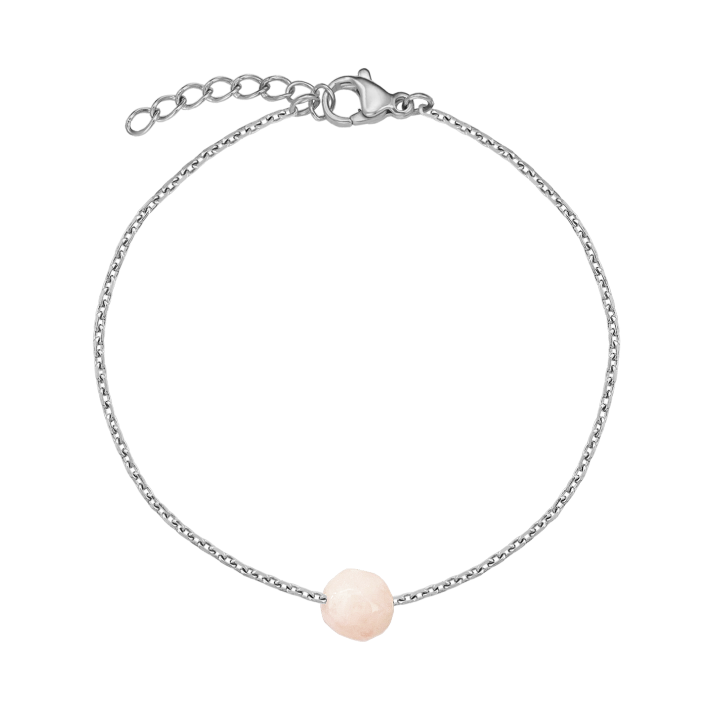 Bracelet pierre morganite rose en acier inoxydable argent