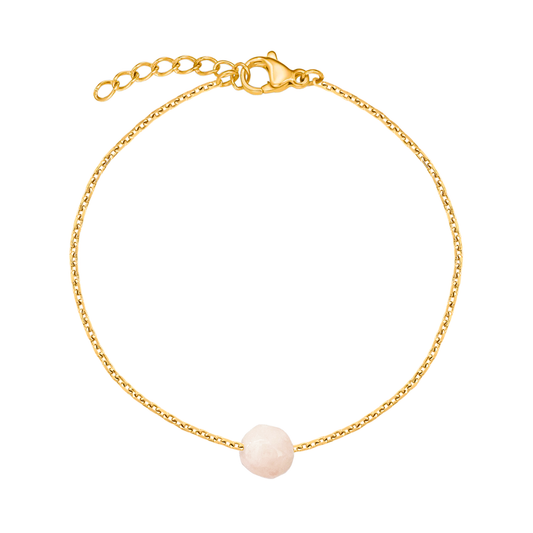 Bracelet pierre morganite rose en acier inoxydable or