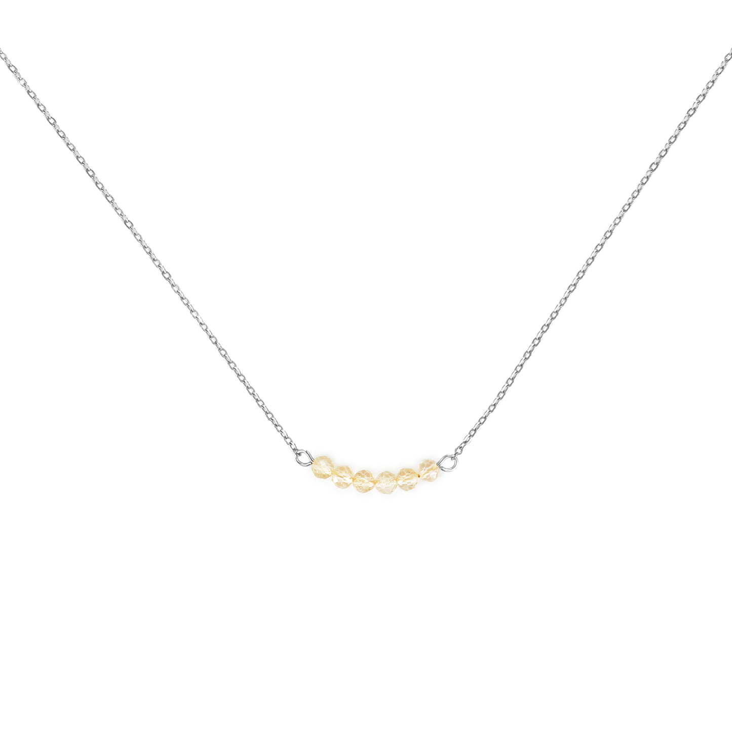Collier citrine lithothérapie en acier inoxydable argent