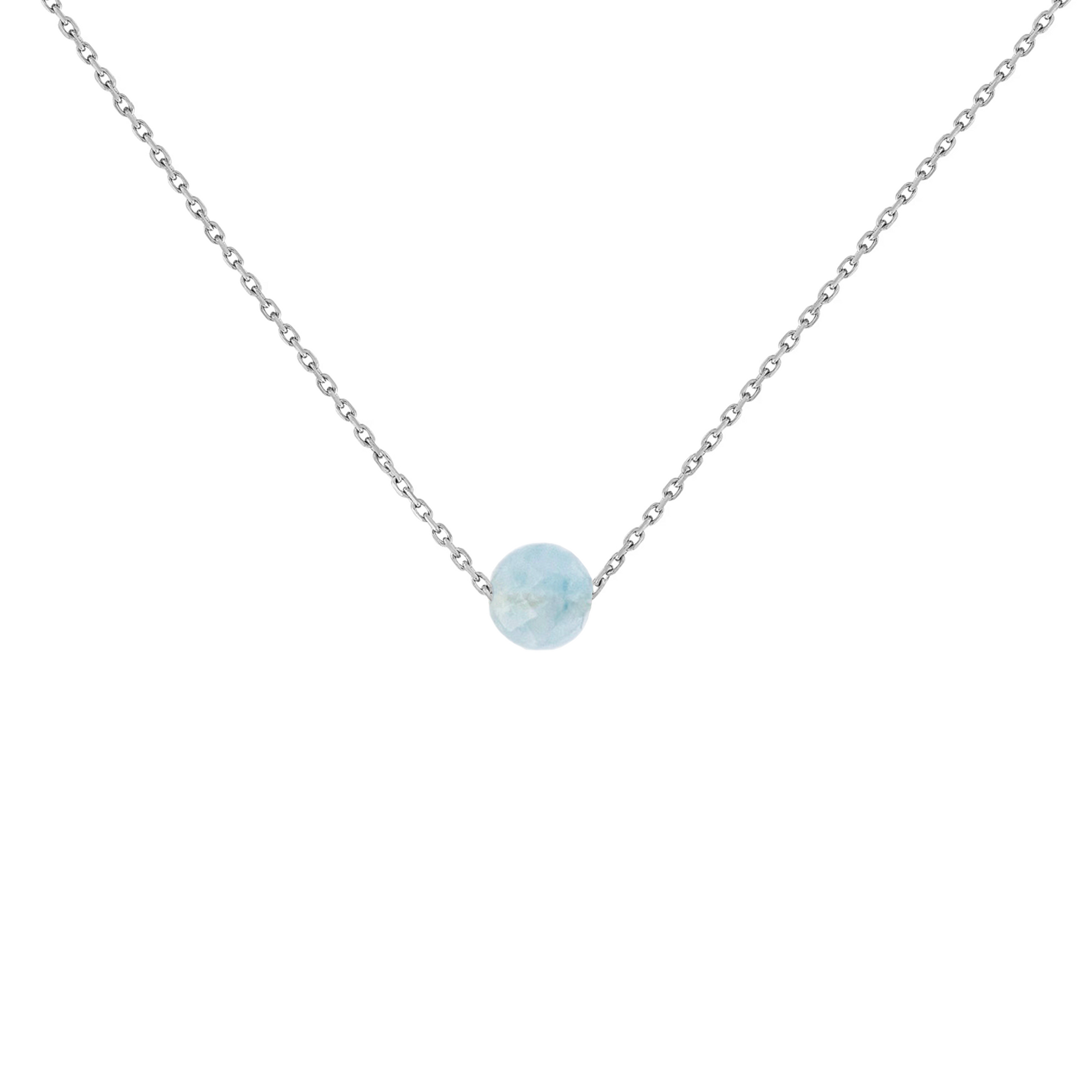 Collier aigue-marine pierre naturelle sur une chaîne en acier inoxydable argent