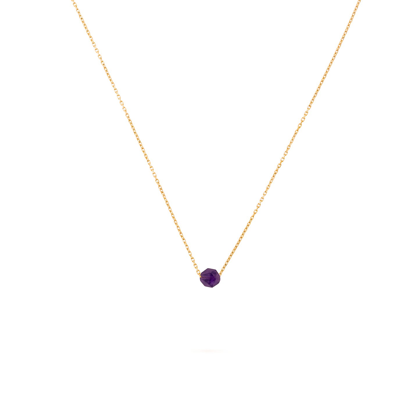 Collier améthyste pierre naturelle en acier inoxydable or plan large