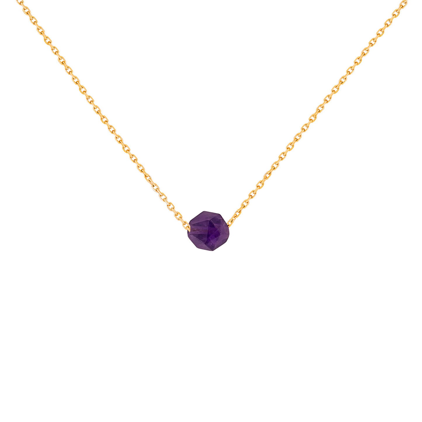 Collier améthyste pierre naturelle en acier inoxydable or