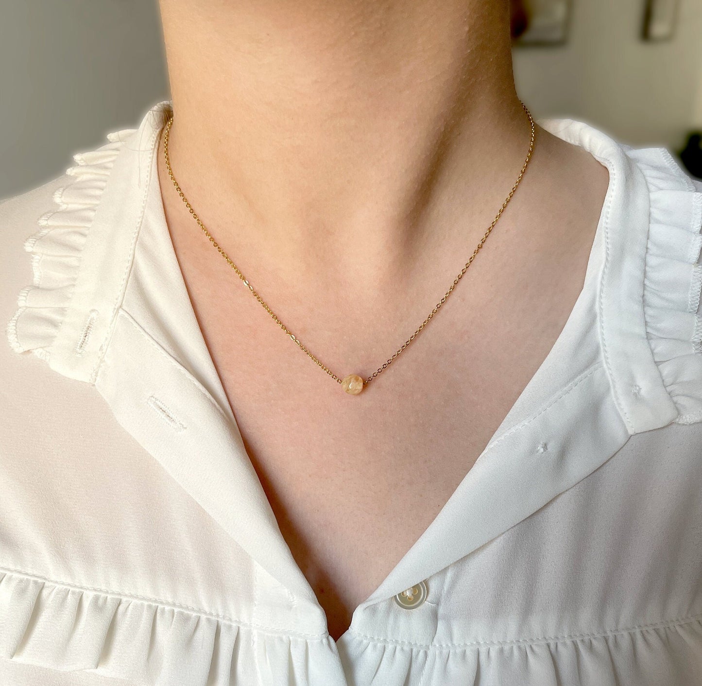 Yellow citrine stone necklace