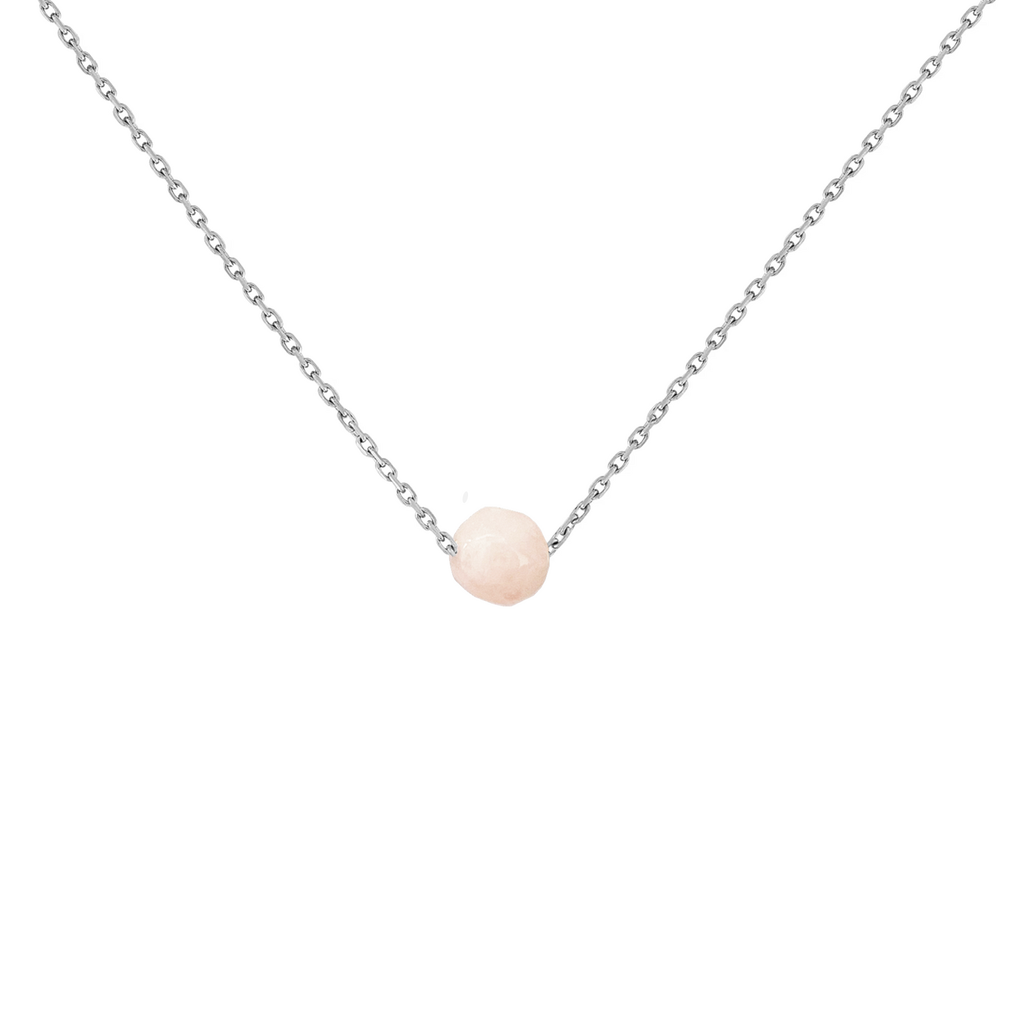 Collier pierre morganite rose en acier inoxydable argent