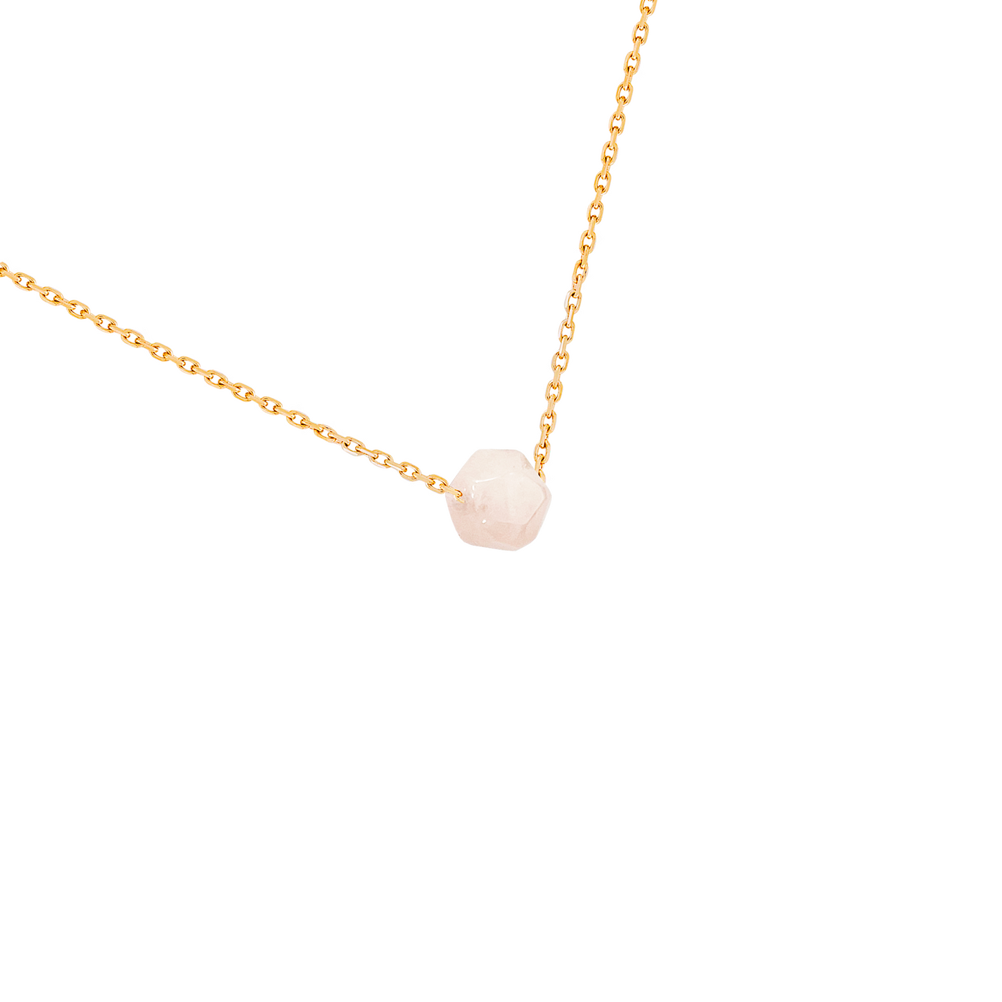 Collier pierre morganite rose en acier inoxydable or détail