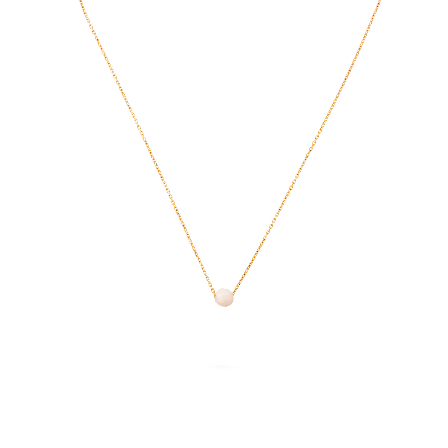 Collier pierre morganite rose en acier inoxydable or plan large