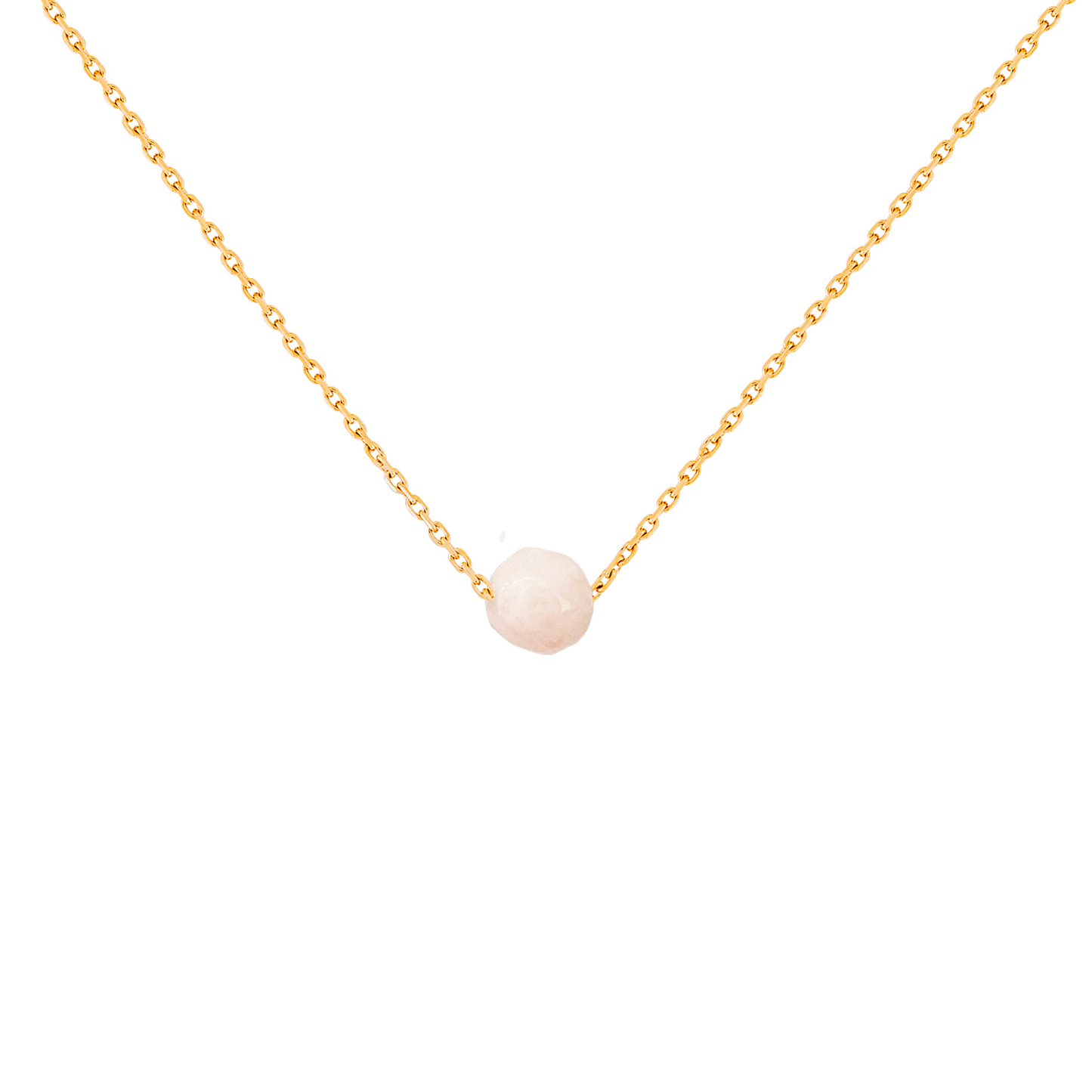 Collier pierre morganite rose en acier inoxydable or