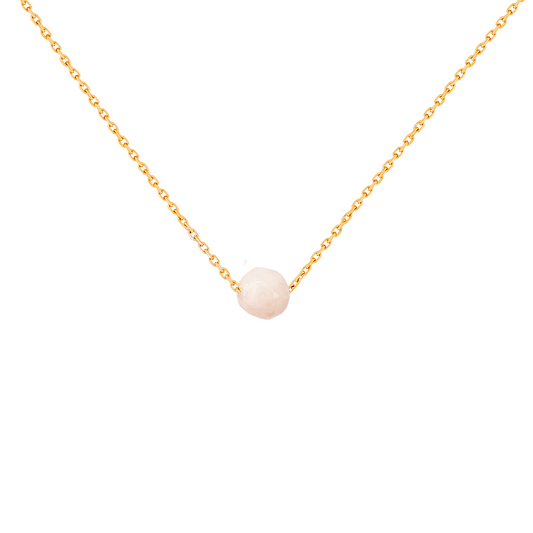 Collier pierre morganite rose en acier inoxydable or