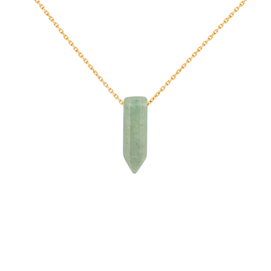 Grüne Aventurin-Halskette mit Natursteinspitze