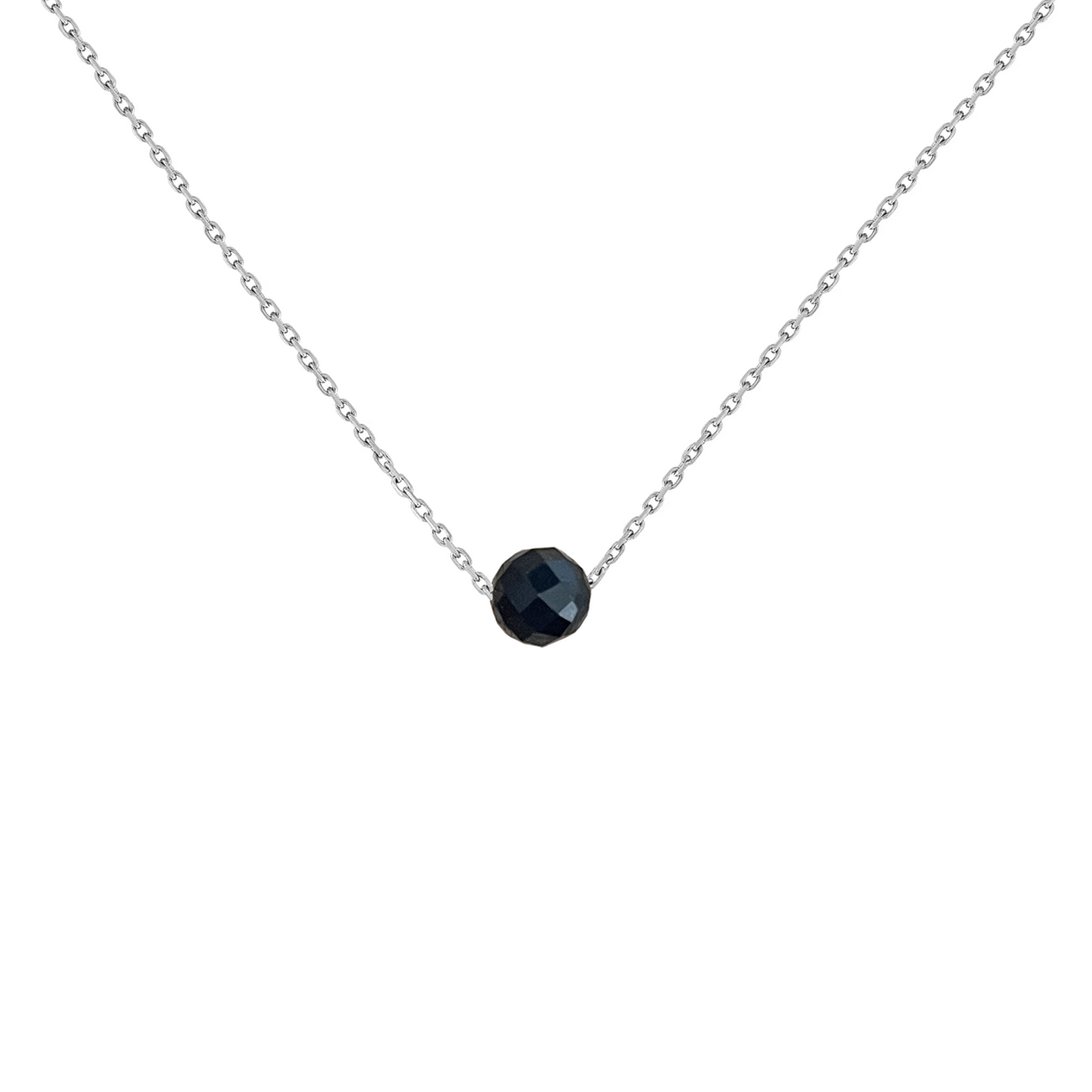 Collier tourmaline pierre naturelle acier inoxydable argent