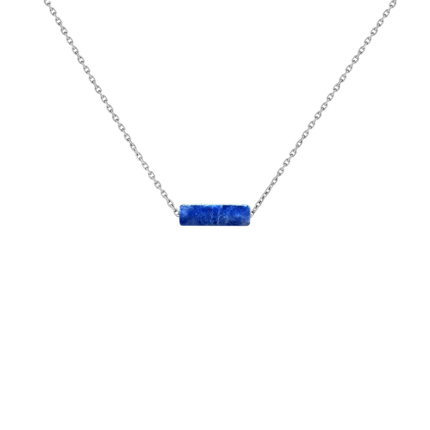 Collier sodalite bleue pierre rectangle