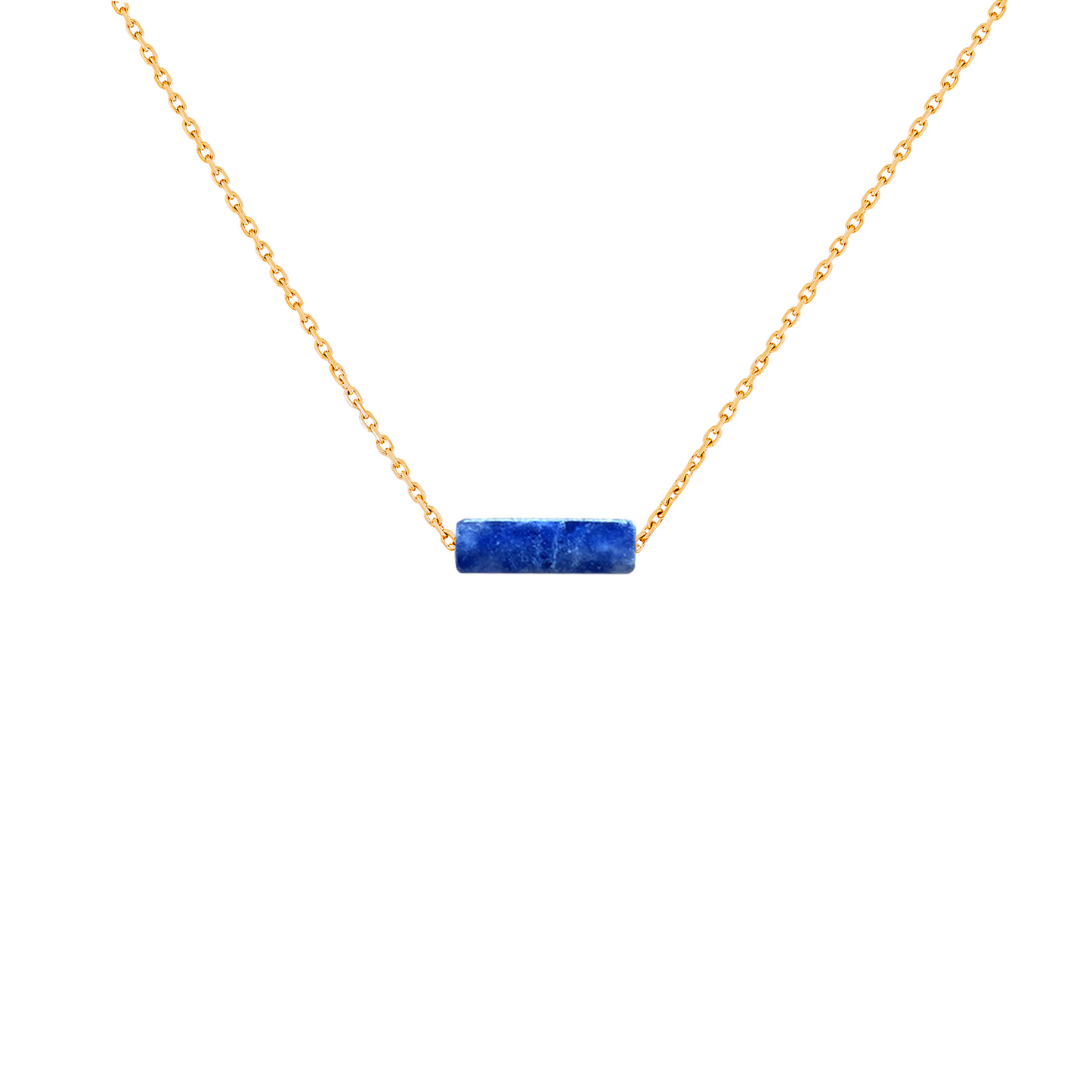 Collier sodalite bleue pierre rectangle