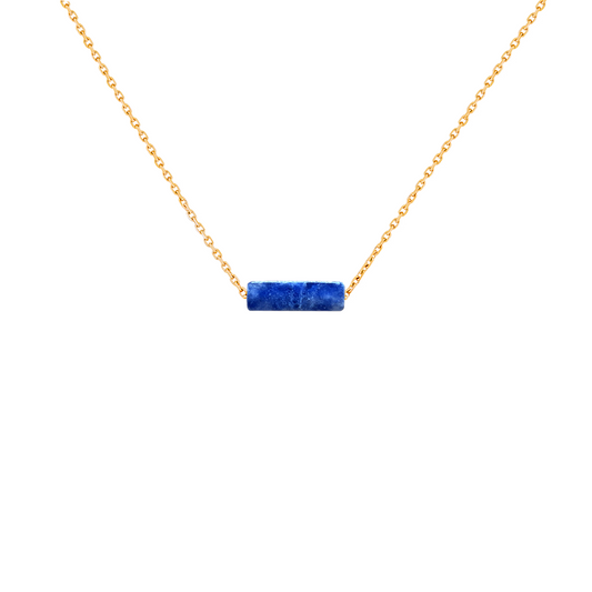Halskette mit rechteckigem Stein aus blauem Sodalith