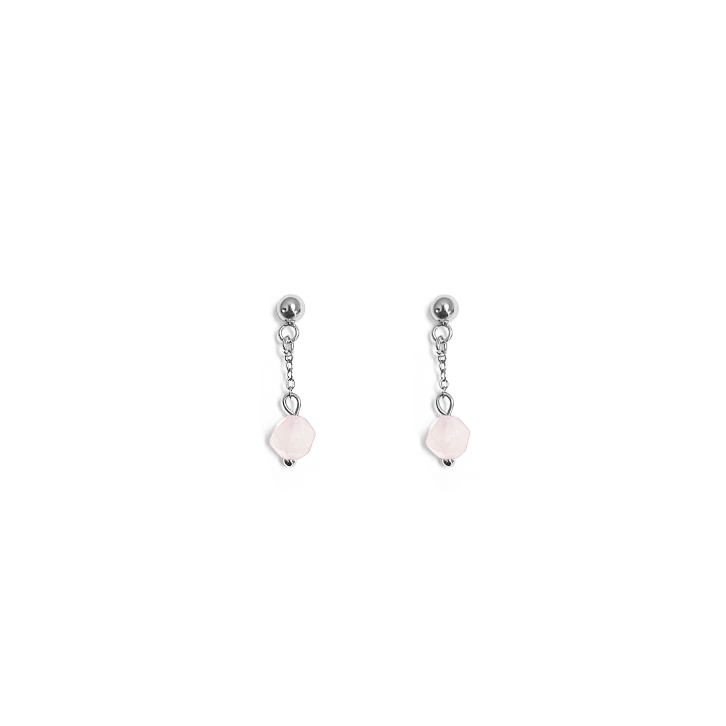 Boucles d'oreilles pendantes Quartz rose