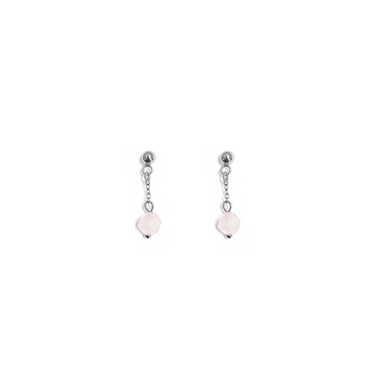 Boucles d'oreilles pendantes Quartz rose