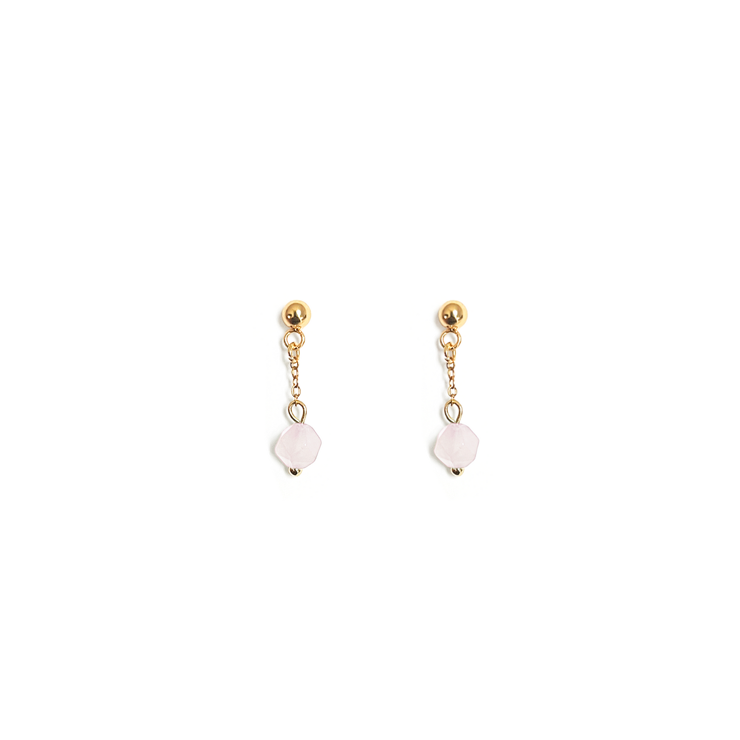 Boucles d'oreilles pendantes Quartz rose