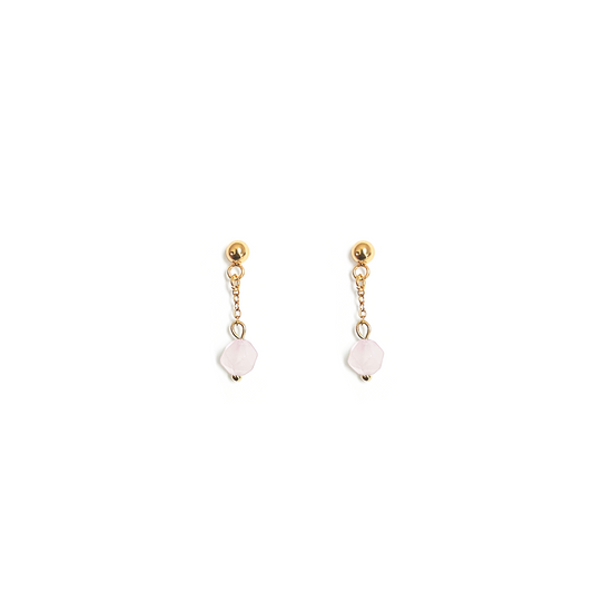 Boucles d'oreilles pendantes Quartz rose