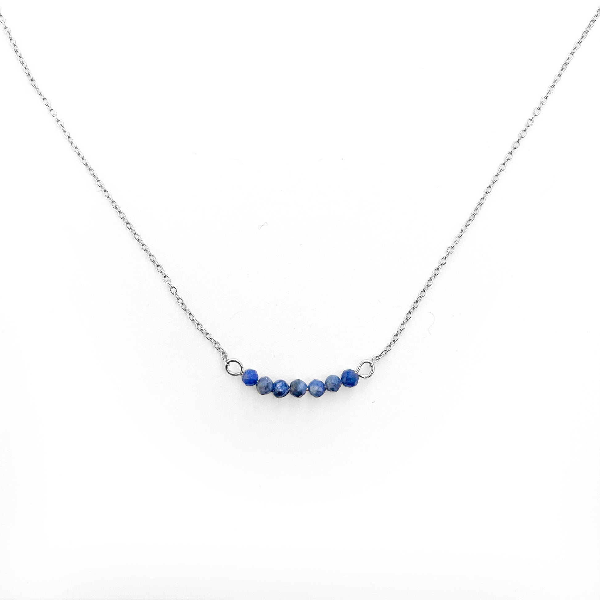 Collier multiple sodalite lithothérapie en acier inoxydable argent