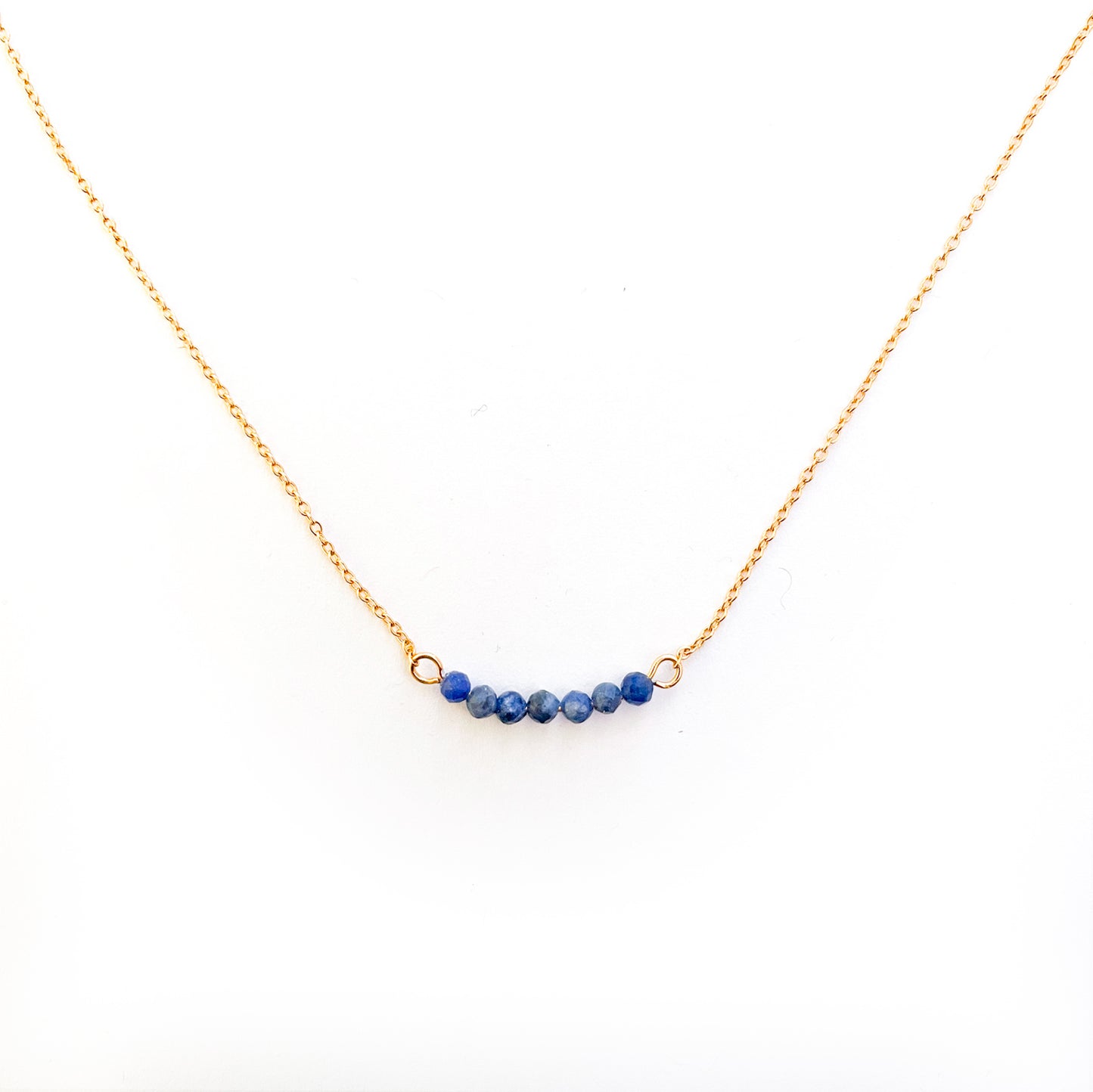 Collier multiple Sodalite lithothérapie en acier inoxydable or