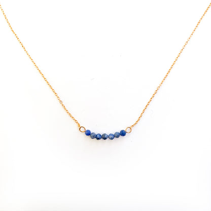 Collier multiple Sodalite lithothérapie en acier inoxydable or