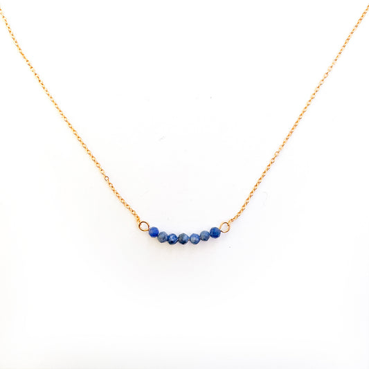 Collier multiple Sodalite lithothérapie en acier inoxydable or