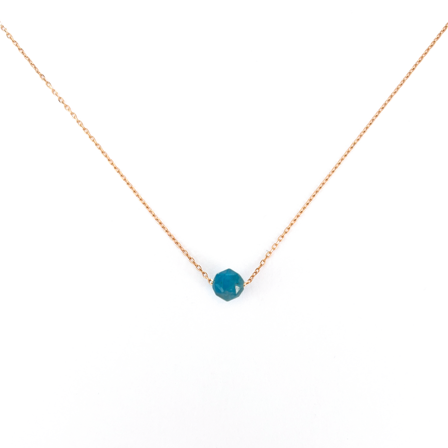 Collier apatite bleue en acier inoxydable or