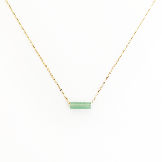 Collier pierre Aventurine rectangle lithothérapie en acier inoxydable or