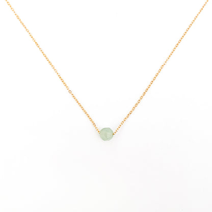 Collier pierre aventurine vert lithothérapie en acier inoxydable or