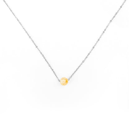 Collier pierre citrine jaune lithothérapie en acier inoxydable argent