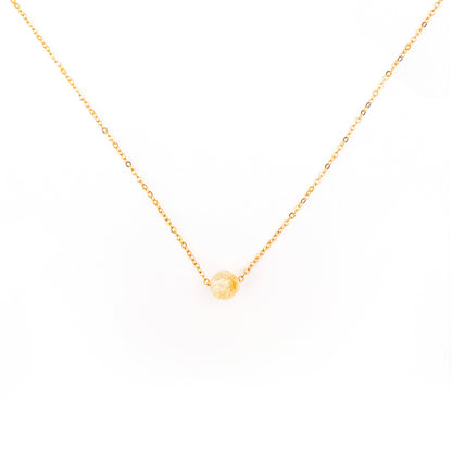 Collier pierre citrine jaune lithothérapie en acier inoxydable or