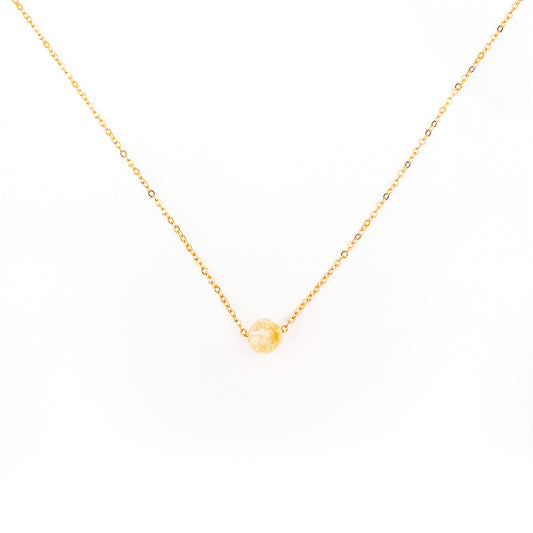 Collier pierre citrine jaune lithothérapie en acier inoxydable or