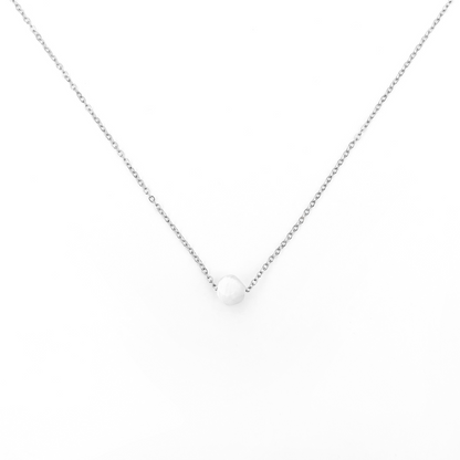 Collier pierre de lune blanc lithothérapie en acier inoxydable argent