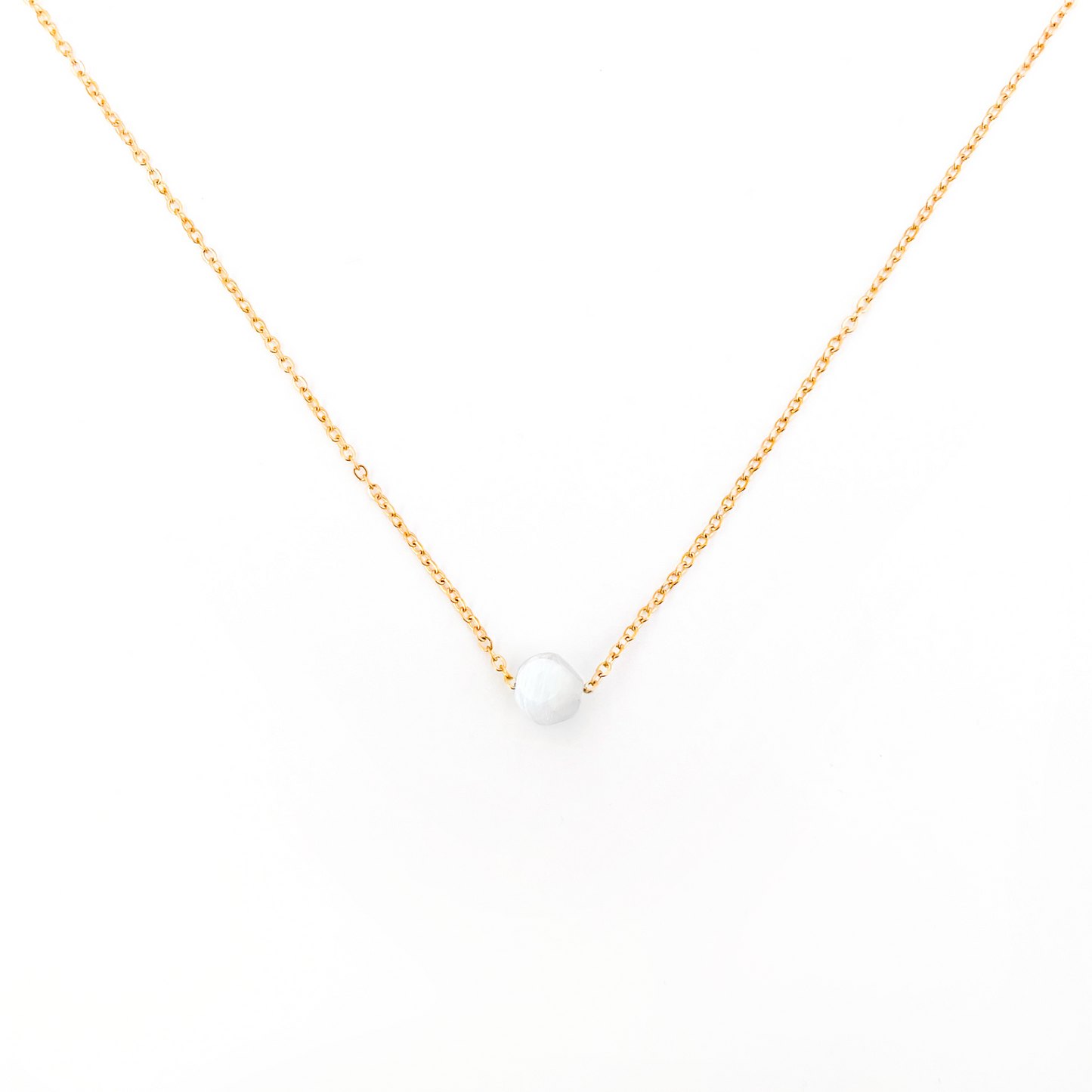 Collier pierre de lune blanc lithothérapie en acier inoxydable or