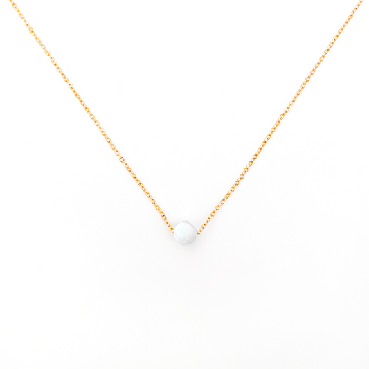 Collier pierre de lune blanc lithothérapie en acier inoxydable or