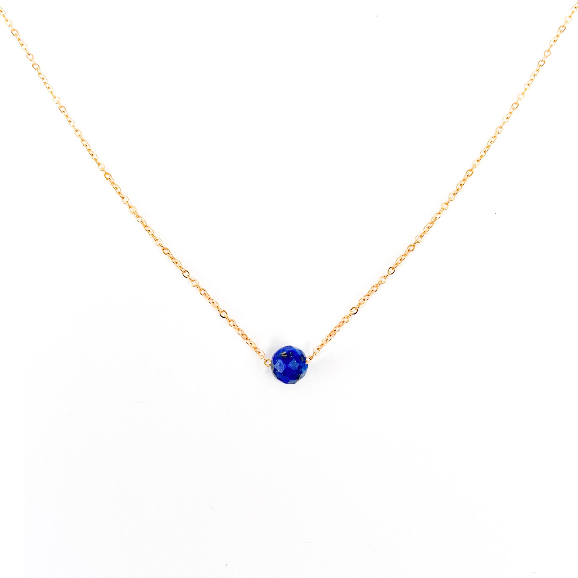 Collier pierre Lapis-lazuli lithothérapie en acier inoxydable or