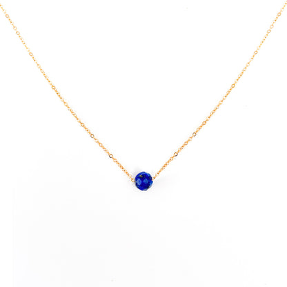 Collier pierre Lapis-lazuli lithothérapie en acier inoxydable or