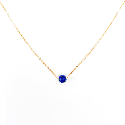 Collier pierre Lapis-lazuli lithothérapie en acier inoxydable or