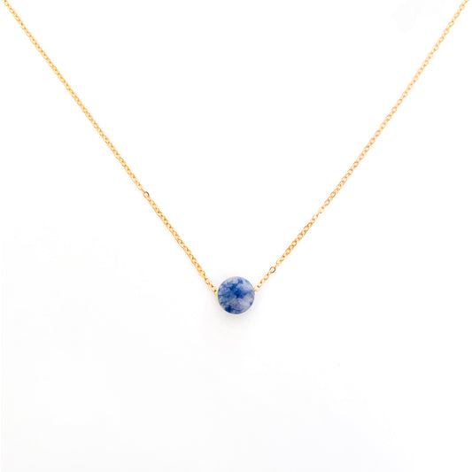 Collier pierre sodalite lithothérapie en acier inoxydable or